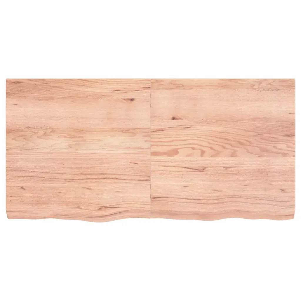 Table Top Light Brown 120x60x6 cm Treated Solid Wood Oak Price