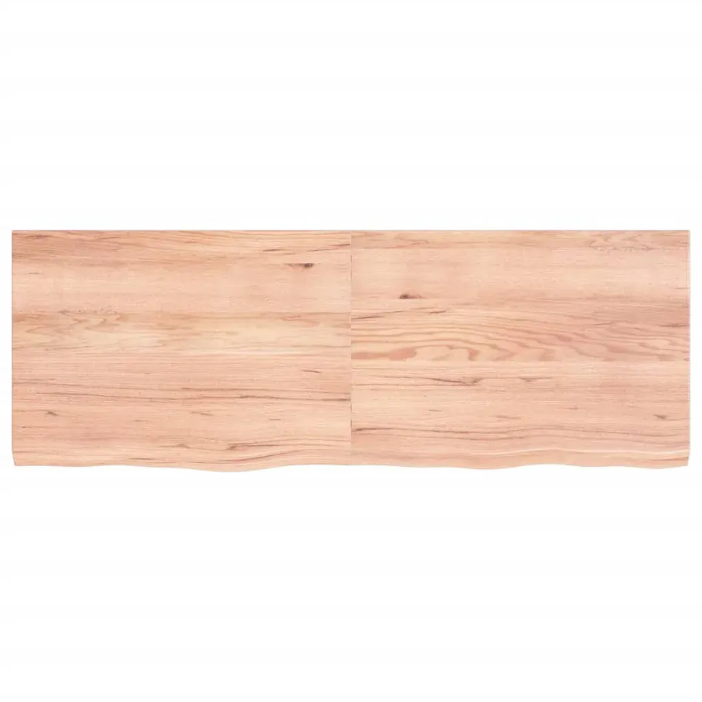 Table Top Light Brown 140x50x4 cm Treated Solid Wood Oak Price