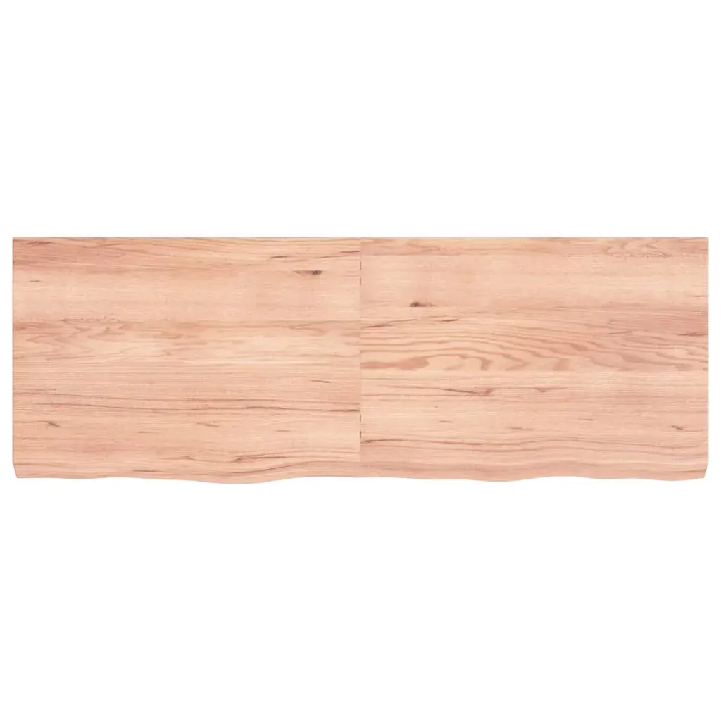 Table Top Light Brown 140x50x6 cm Treated Solid Wood Oak Price