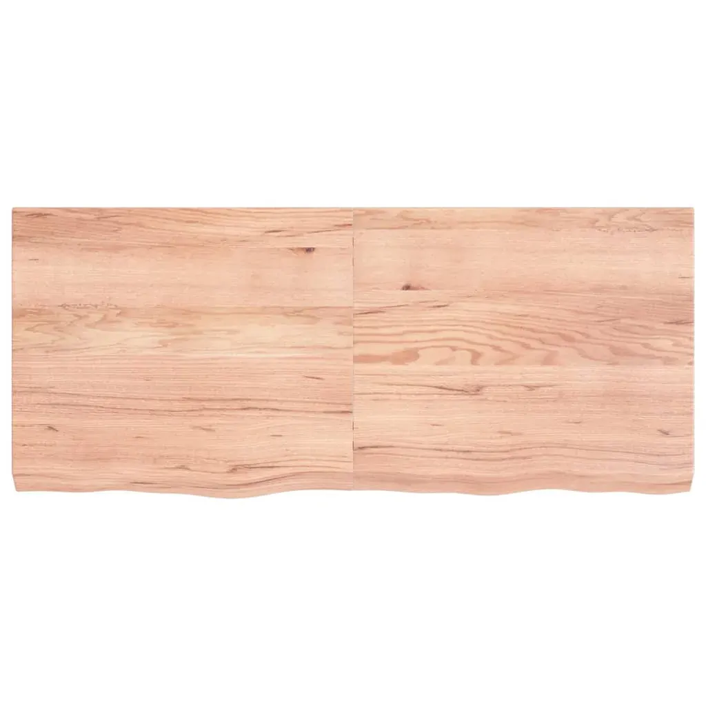 Table Top Light Brown 140x60x6 cm Treated Solid Wood Oak Price