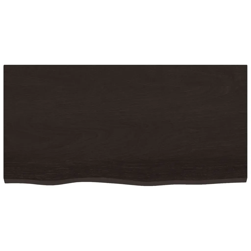 Table Top Dark Brown 80x40x2 cm Treated Solid Wood Oak Price