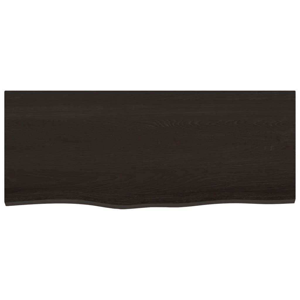 Table Top Dark Brown 100x40x2 cm Treated Solid Wood Oak Price