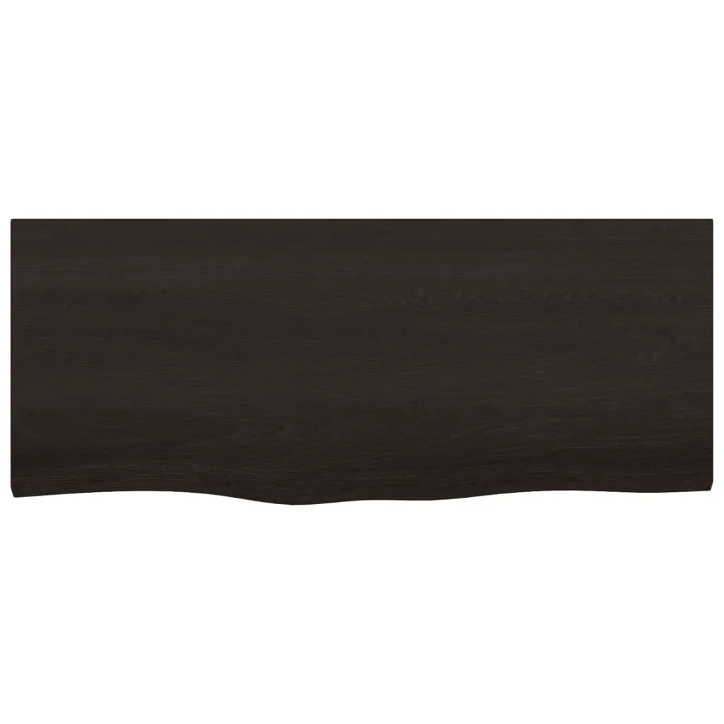 Table Top Dark Brown 100x40x6 cm Treated Solid Wood Oak Price