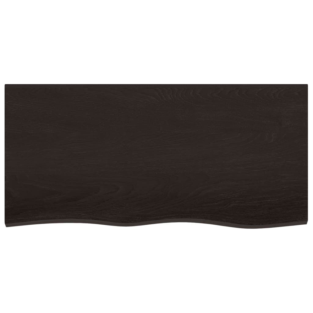 Table Top Dark Brown 100x50x2 cm Treated Solid Wood Oak Price