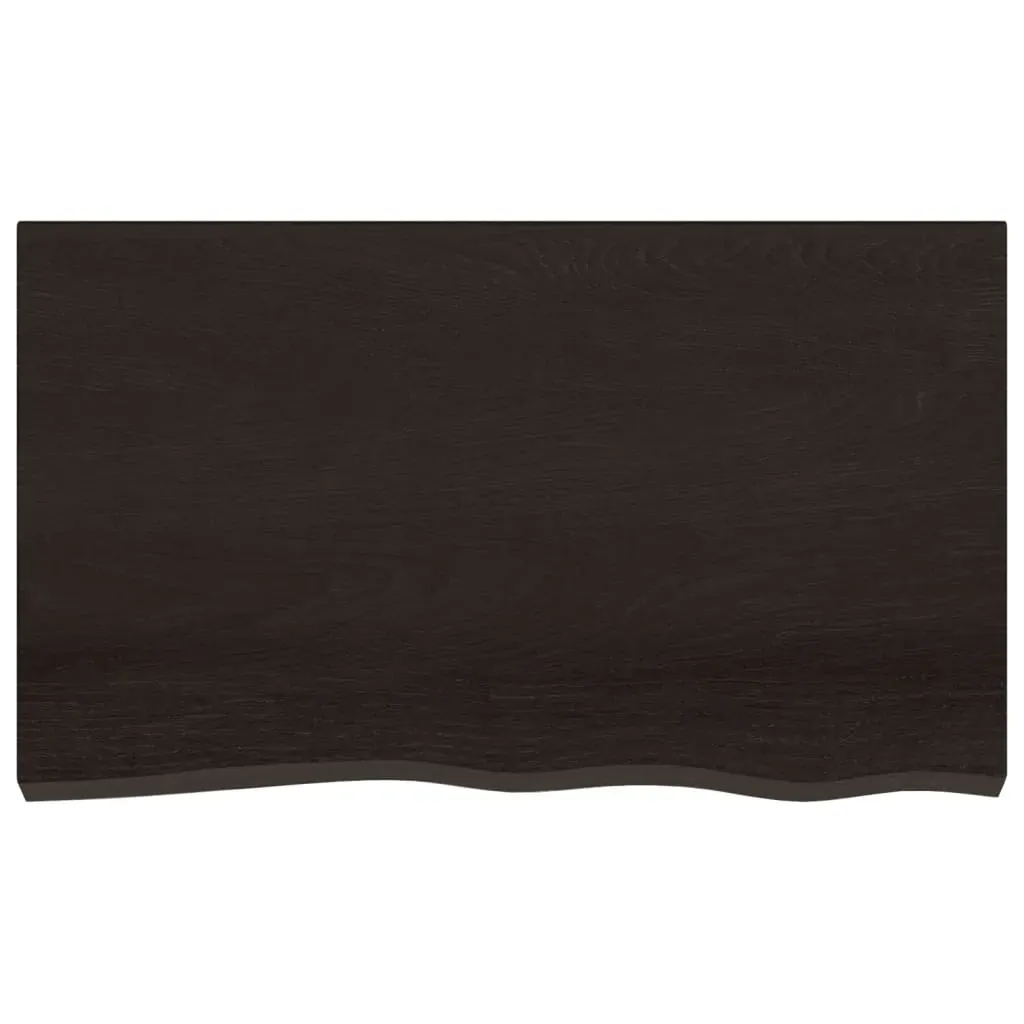 Table Top Dark Brown 100x60x6 cm Treated Solid Wood Oak Price