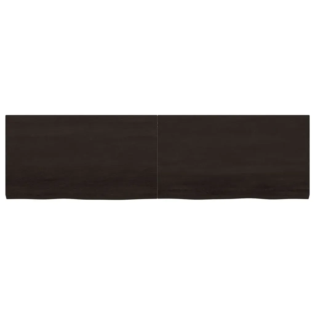 Table Top Dark Brown 180x50x4 cm Treated Solid Wood Oak Price