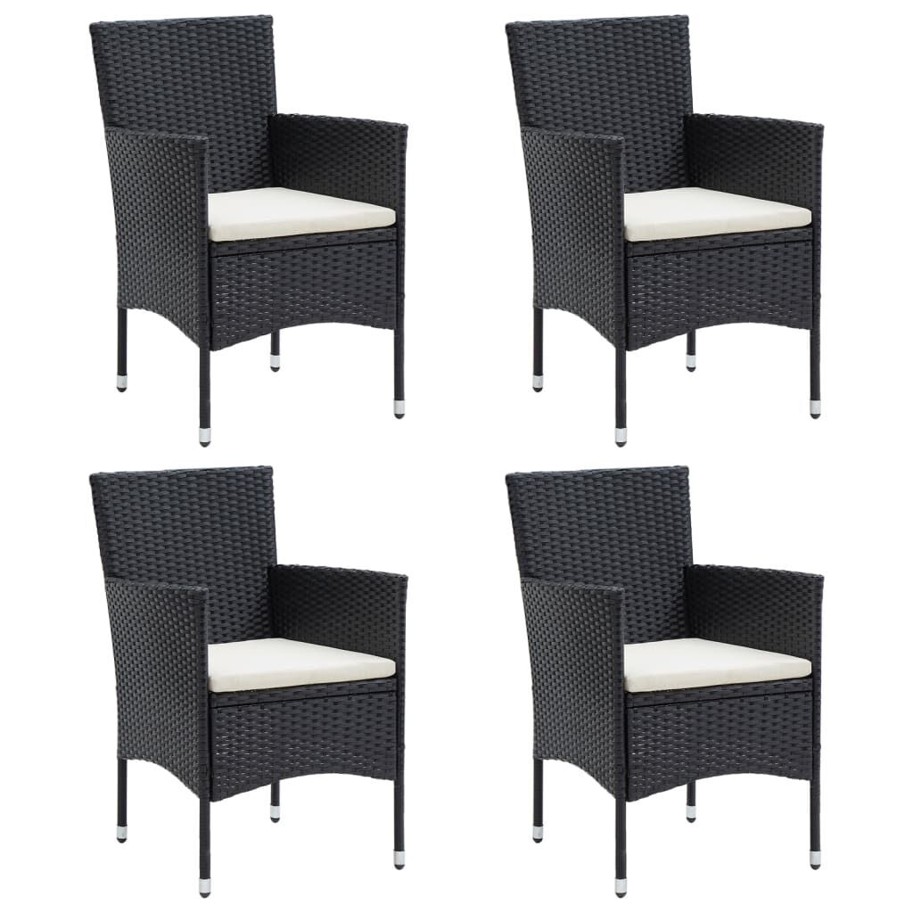 5 Piece Garden Dining Set with Cushions Black Price