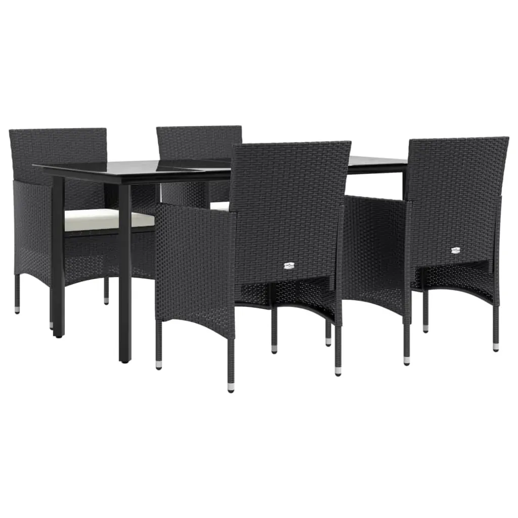 5 Piece Garden Dining Set with Cushions Black Price
