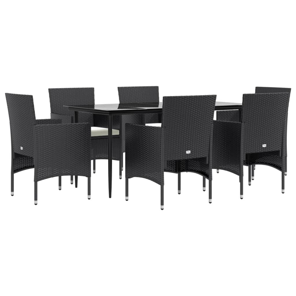 7 Piece Garden Dining Set with Cushions Black Price