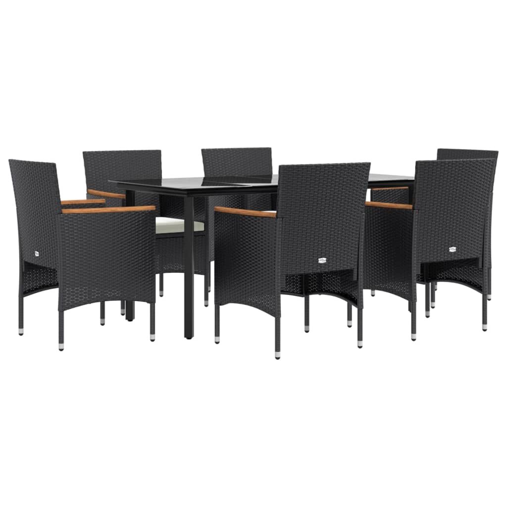 7 Piece Garden Dining Set with Cushions Black Price