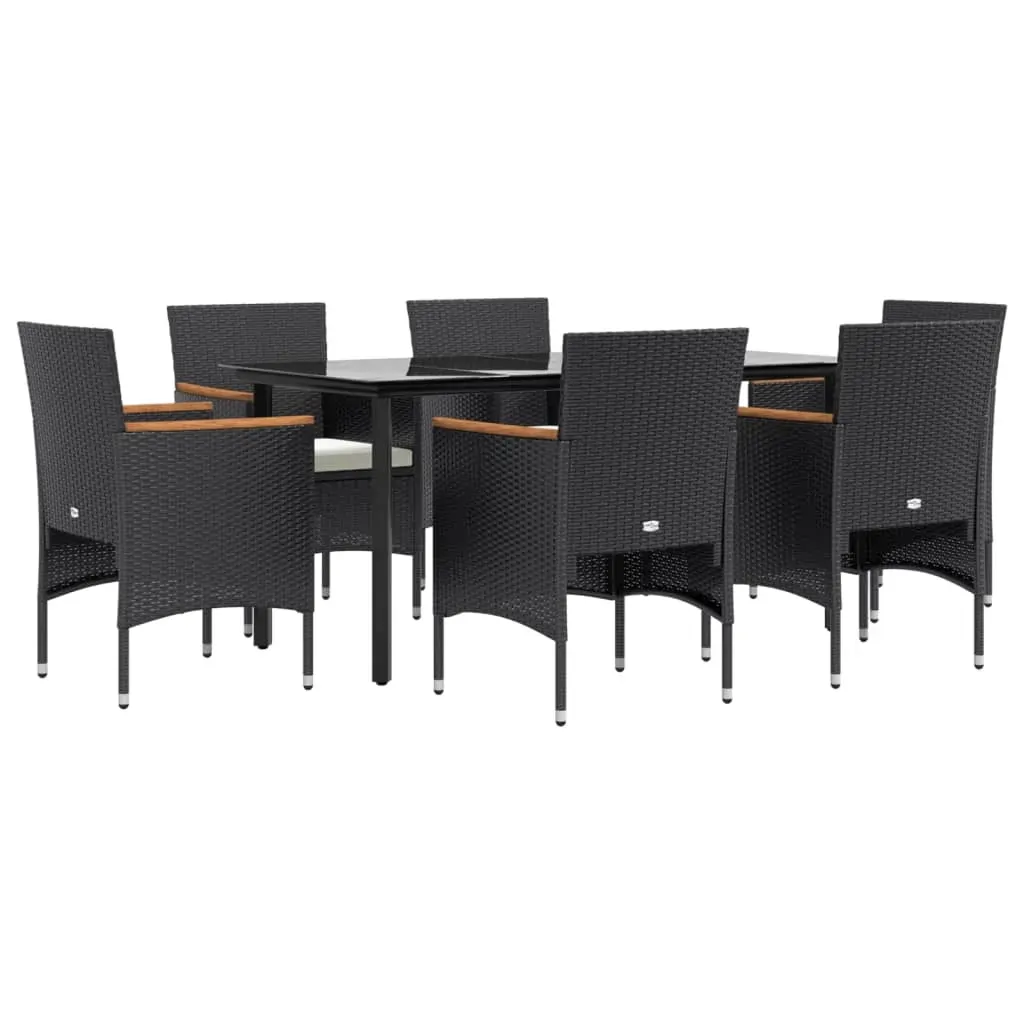 7 Piece Garden Dining Set with Cushions Black Price