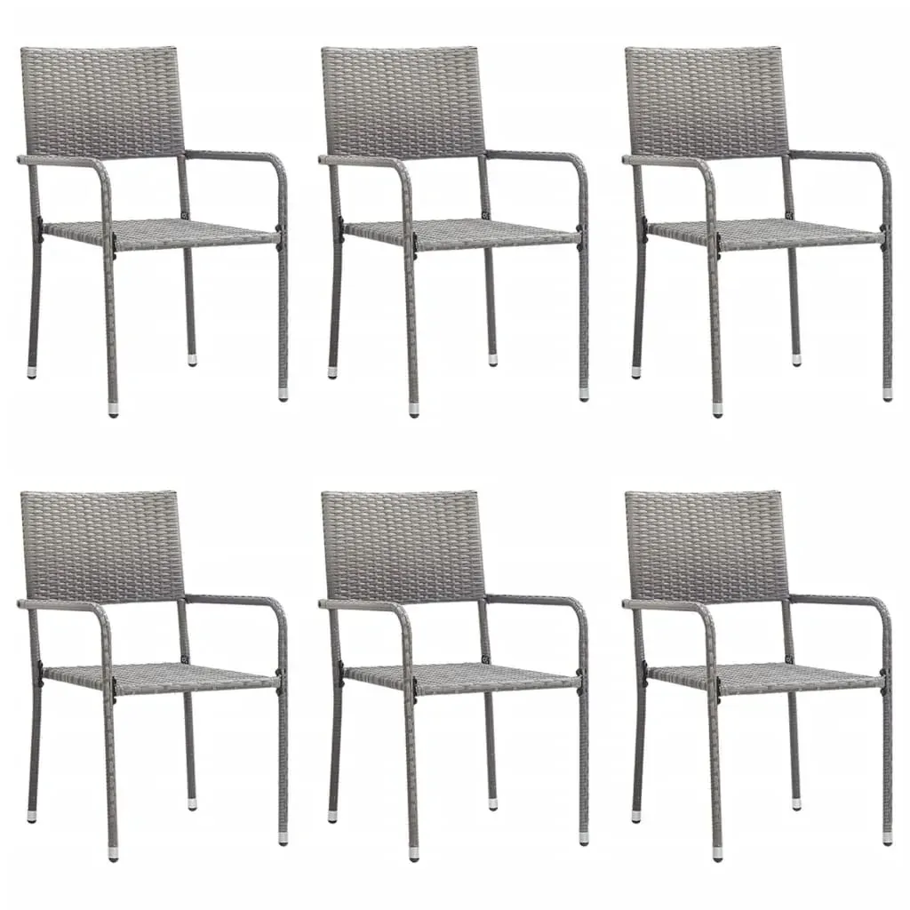 7 Piece Garden Dining Set Grey Poly Rattan Price