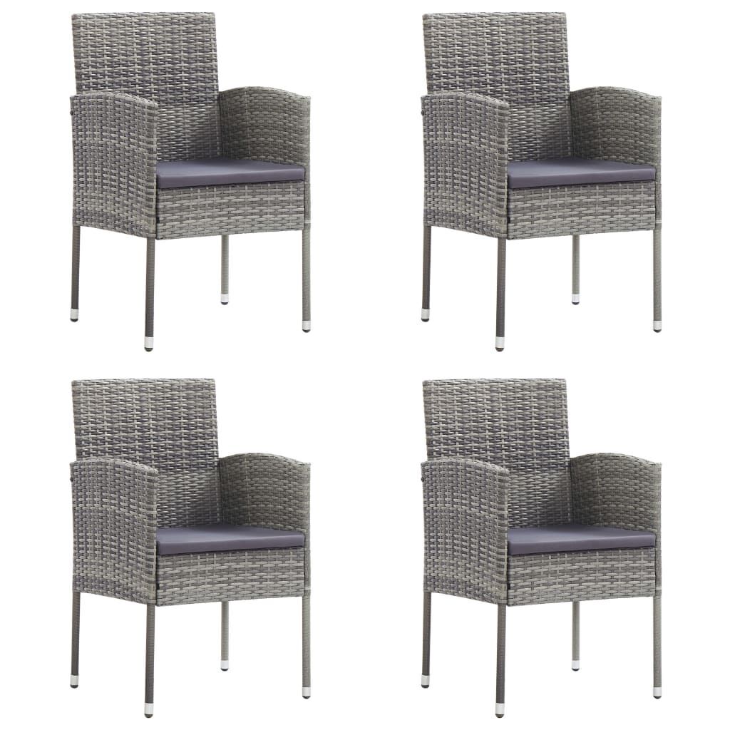 5 Piece Garden Dining Set with Cushions Anthracite Poly Rattan Price