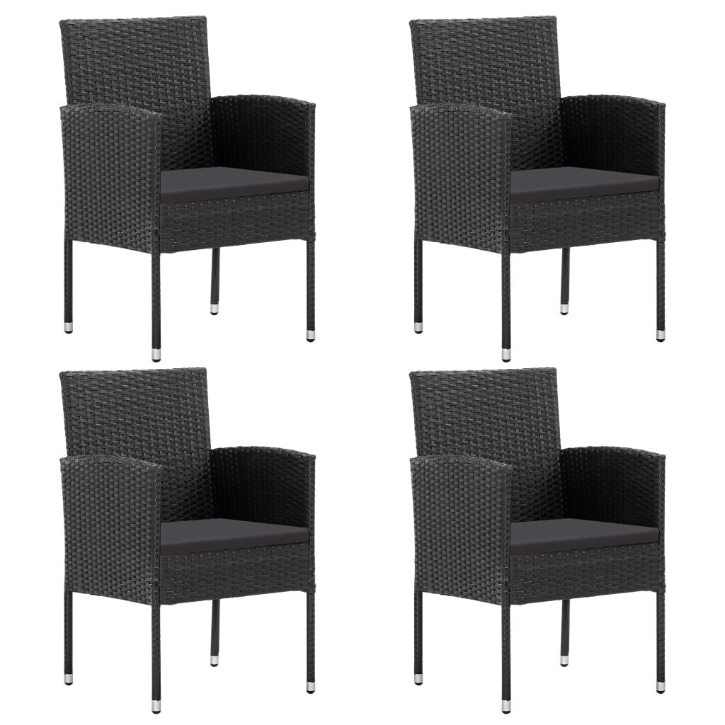5 Piece Garden Dining Set with Cushions Black Poly Rattan Price
