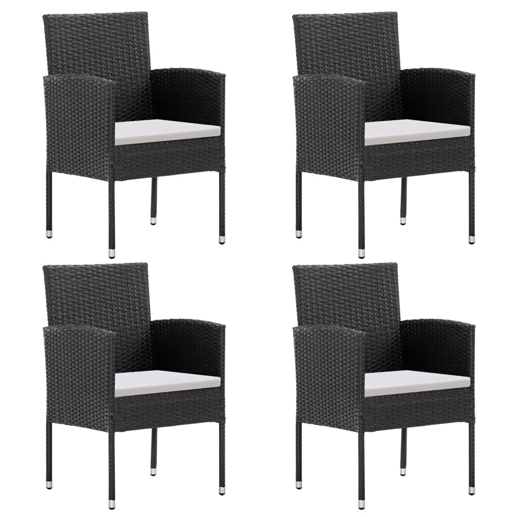 5 Piece Garden Dining Set with Cushions Black Poly Rattan Price
