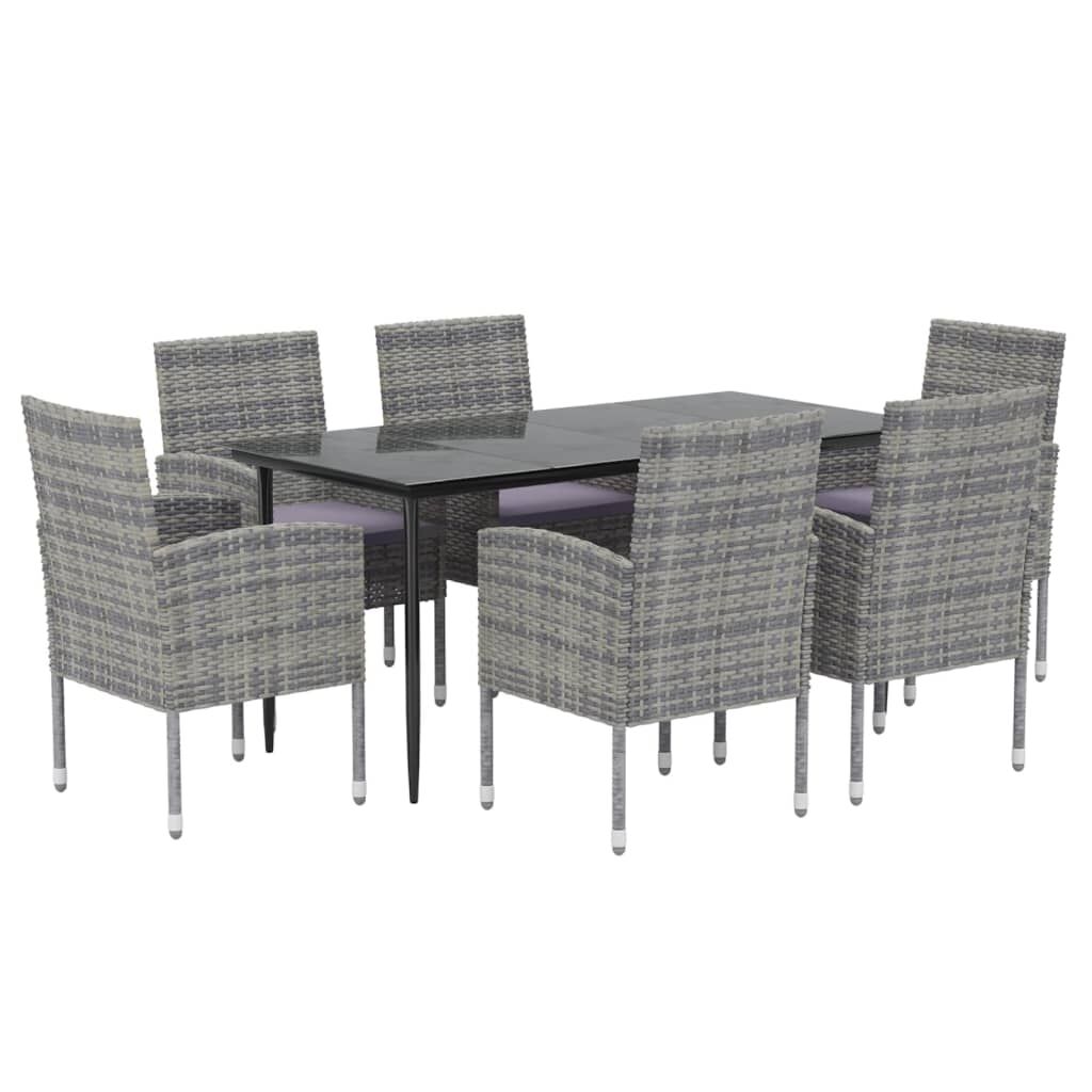 7 Piece Garden Dining Set with Cushions Anthracite Poly Rattan Price