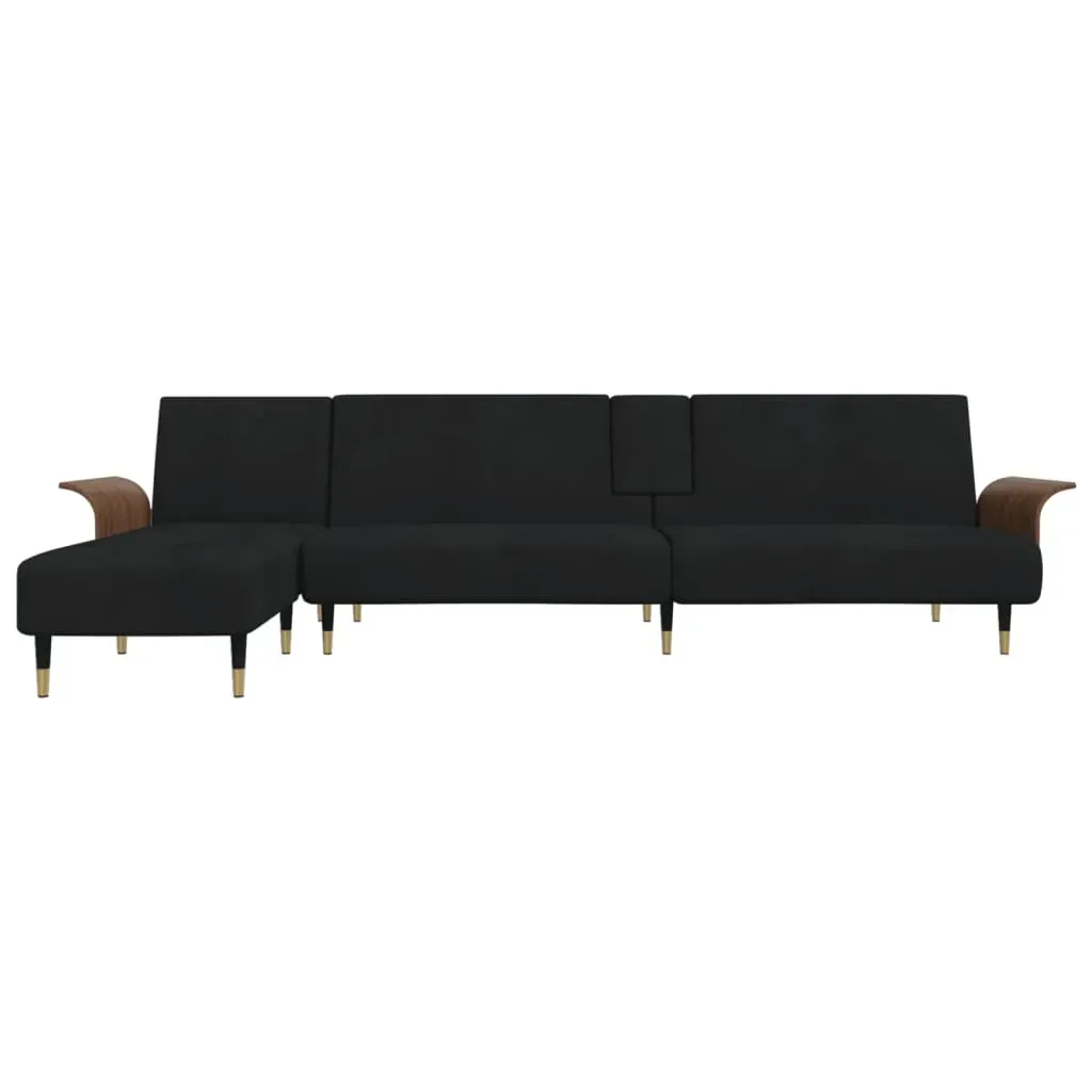 L-shaped Sofa Black 279x140x70 cm Velvet Price