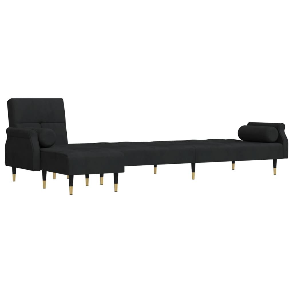 L-shaped Sofa Bed Black 271x140x70 cm Velvet Price