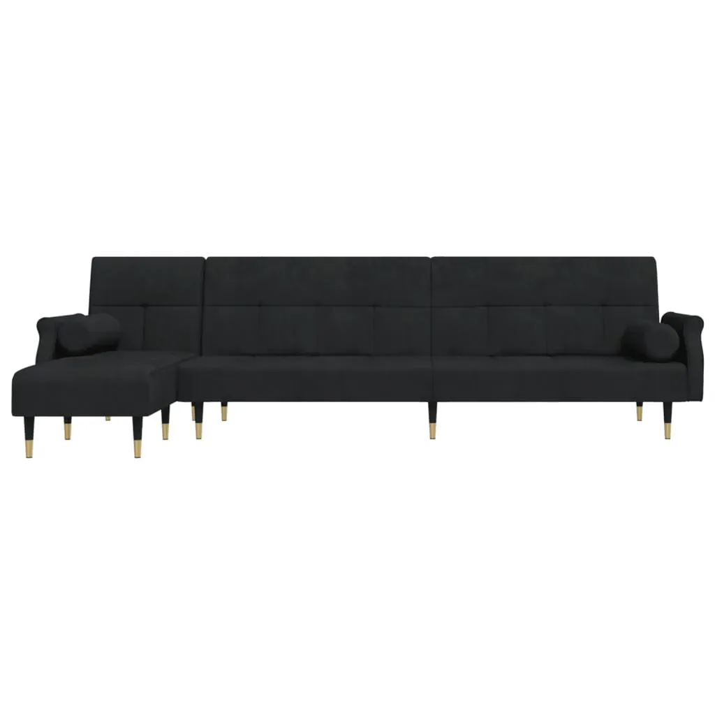 L-shaped Sofa Bed Black 271x140x70 cm Velvet Price