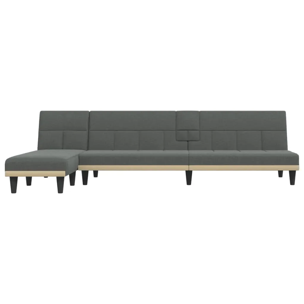 L-shaped Sofa Bed Dark Grey 255x140x70 cm Fabric Price