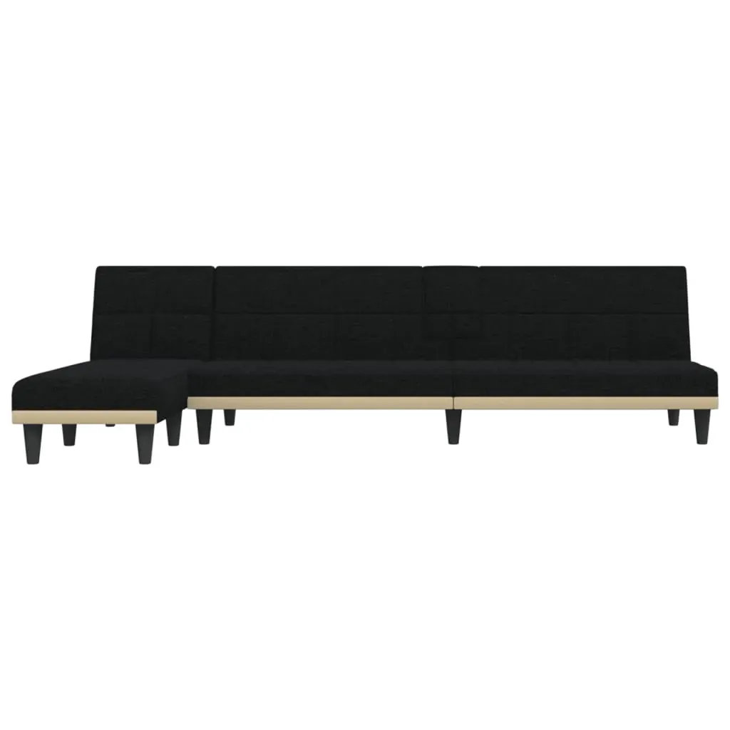 L-shaped Sofa Bed Black 255x140x70 cm Fabric Price
