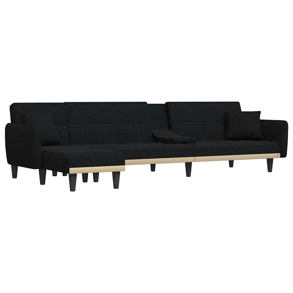 L-shaped Sofa Bed Black 275x140x70 cm Fabric Price