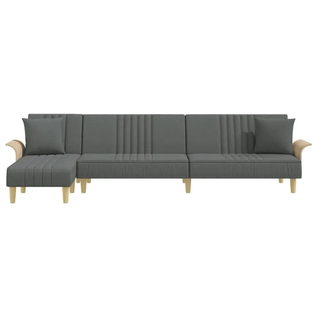 L-shaped Sofa Bed Dark Grey 279x140x70 cm Fabric Price