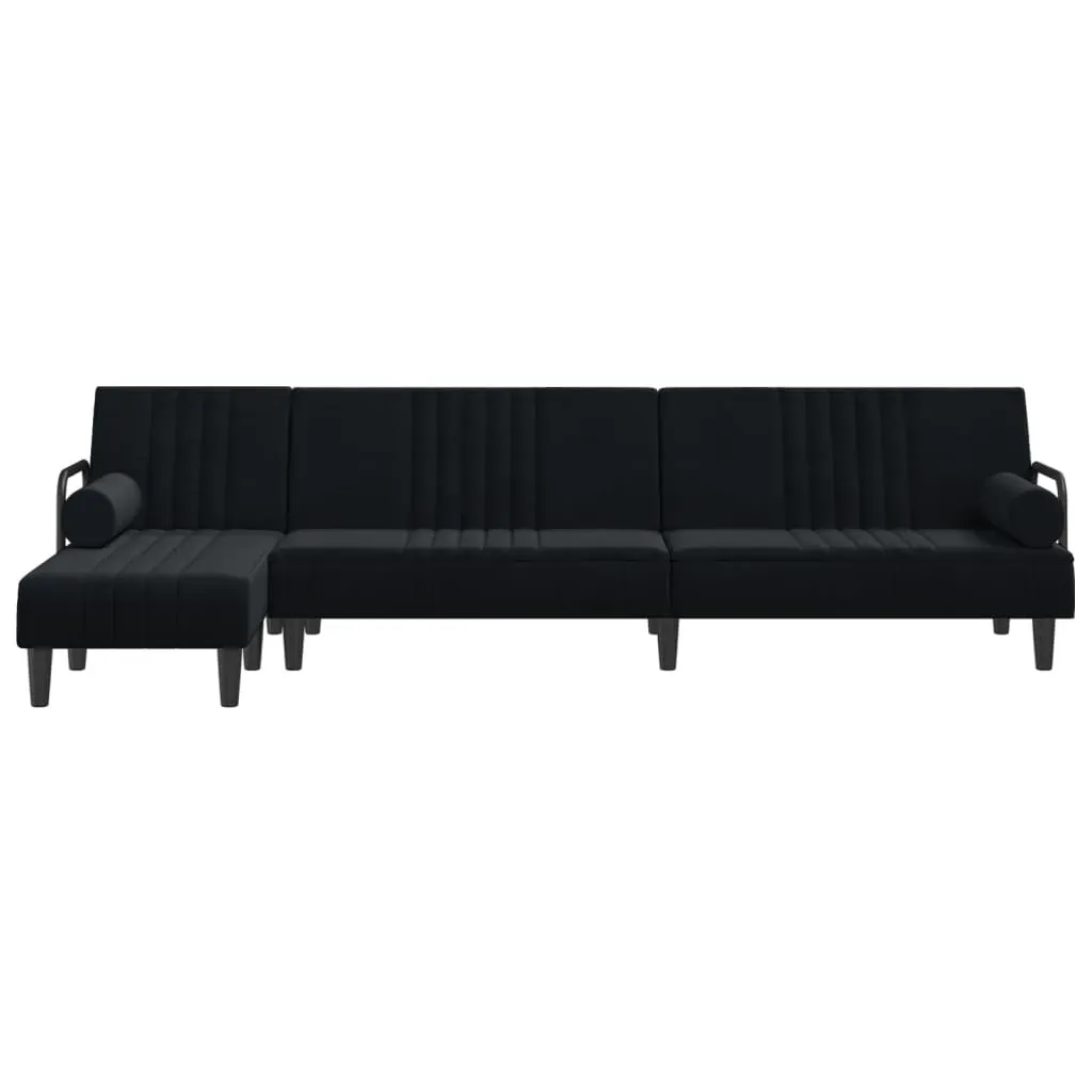 L-shaped Sofa Bed Black 260x140x70 cm Velvet Price
