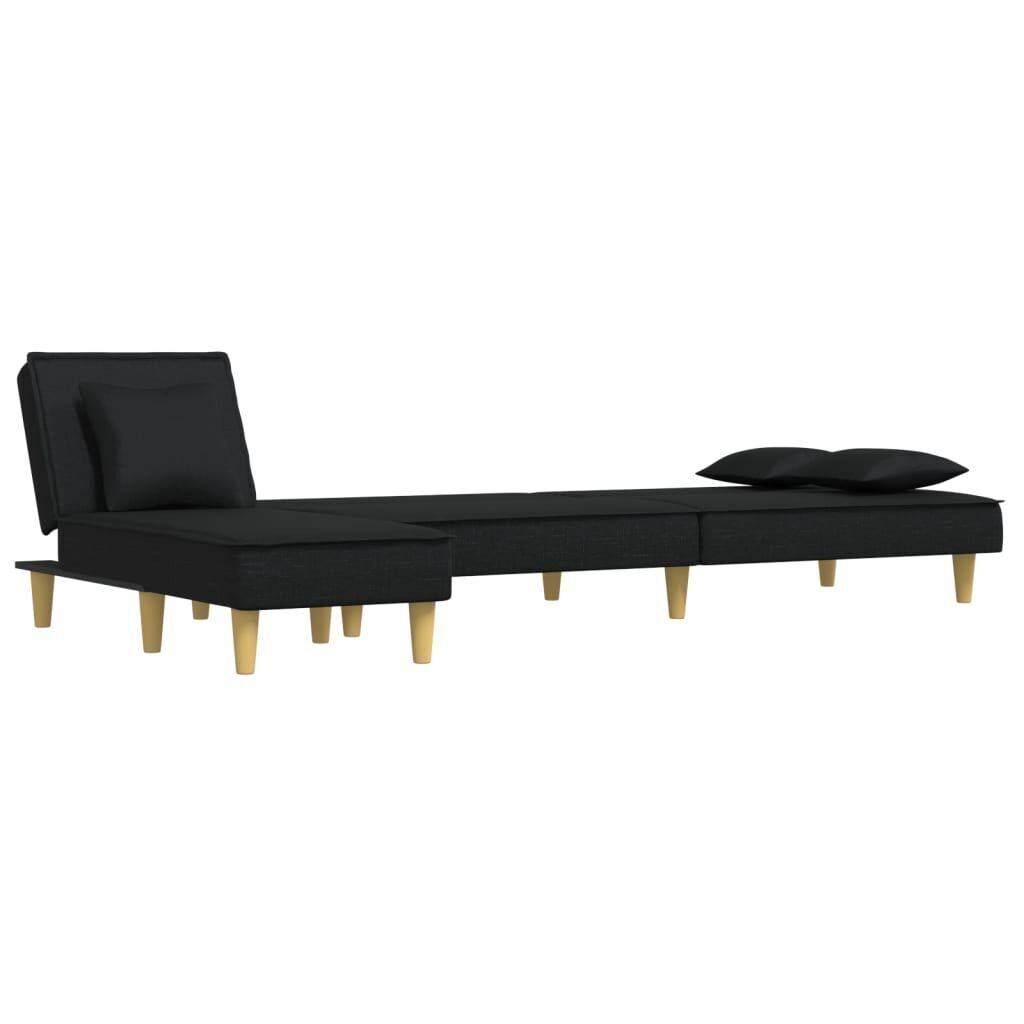 L-shaped Sofa Bed Black 255x140x70 cm Fabric Price