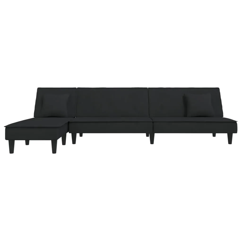 L-shaped Sofa Bed Black 255x140x70 cm Velvet Price