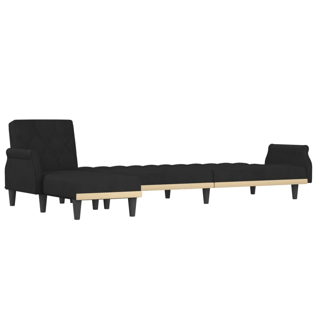 L-shaped Sofa Bed Black 271x140x70 cm Velvet Price