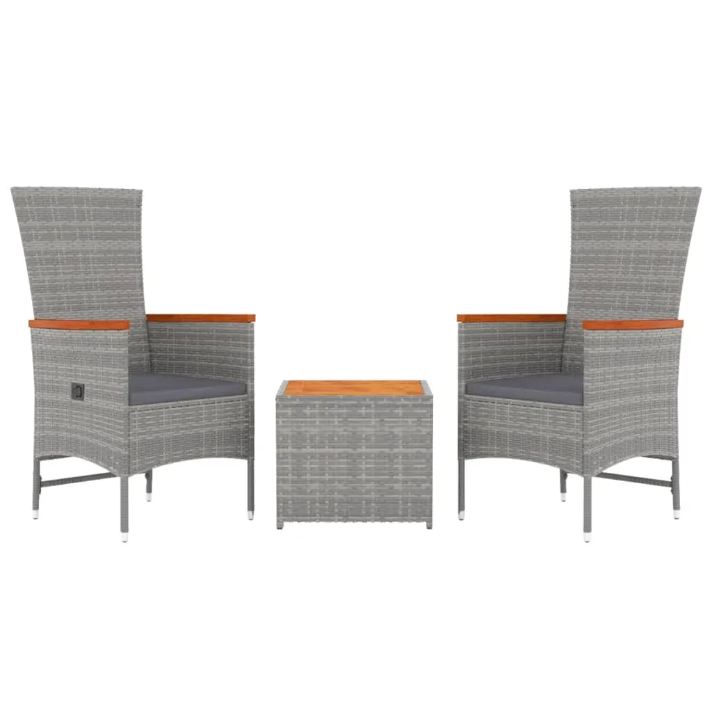 3 Piece Garden Lounge Set Grey Poly Rattan&Solid Wood Acacia Price