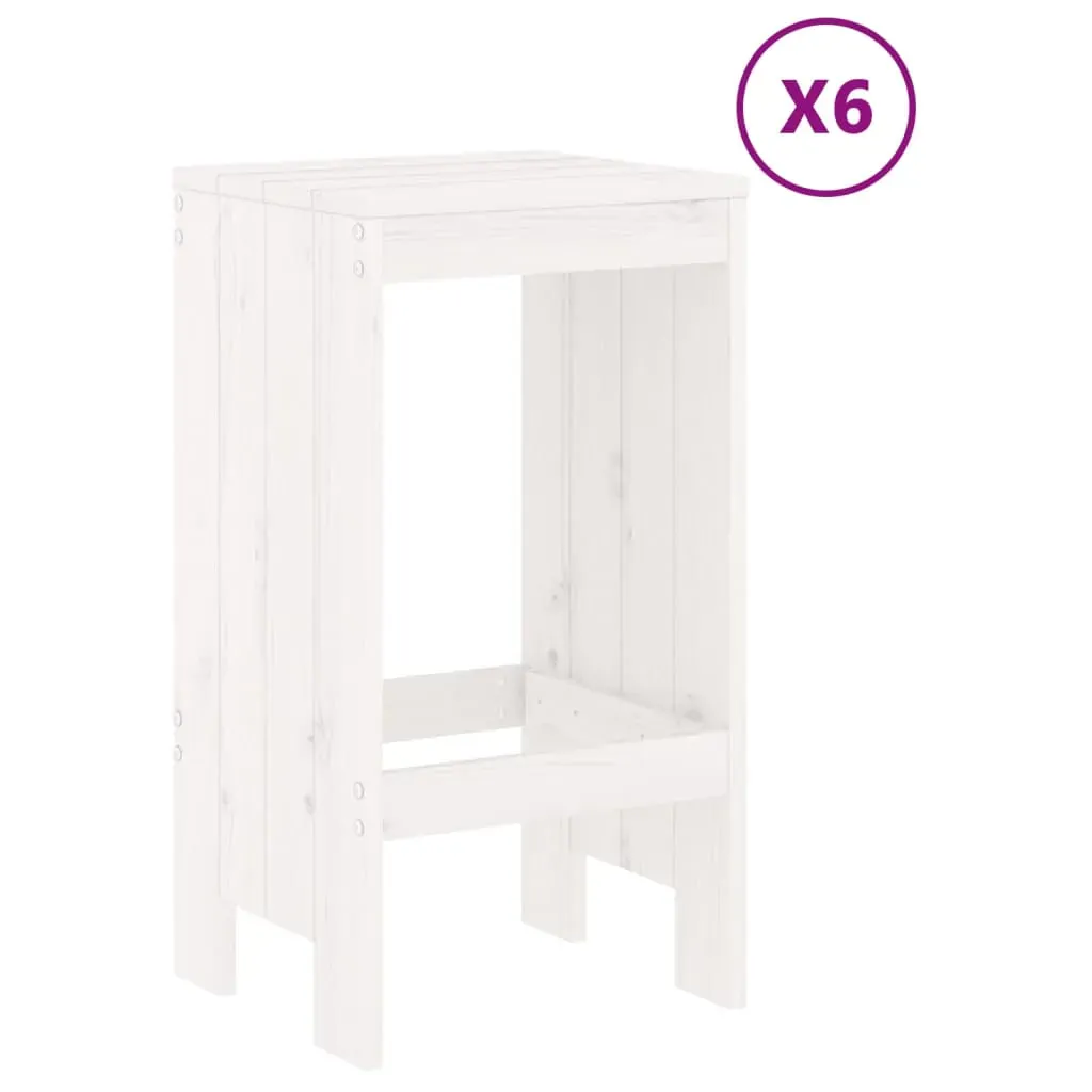 7 Piece Garden Bar Set White Solid Wood Pine Price