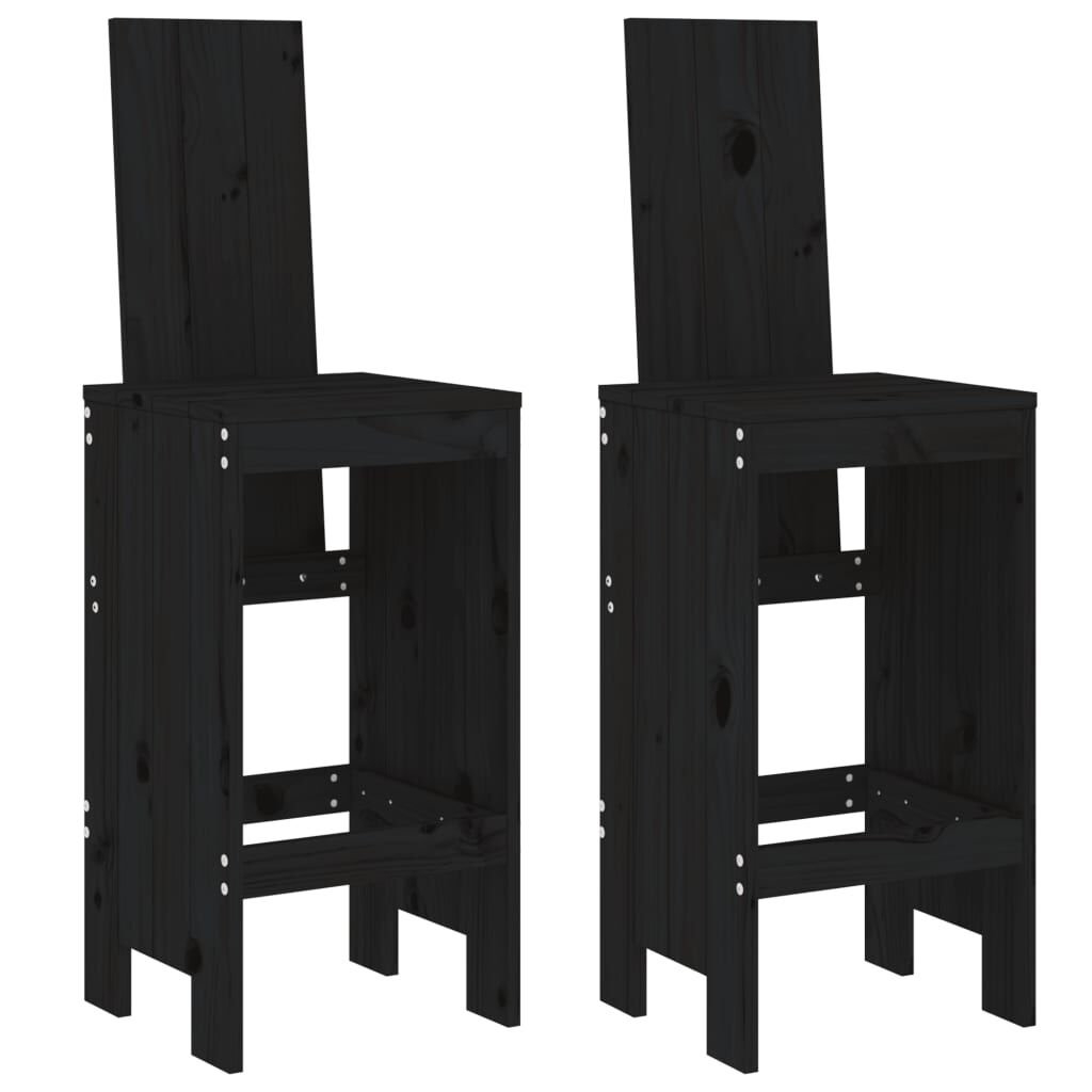 3 Piece Garden Bar Set Black Solid Wood Pine Price