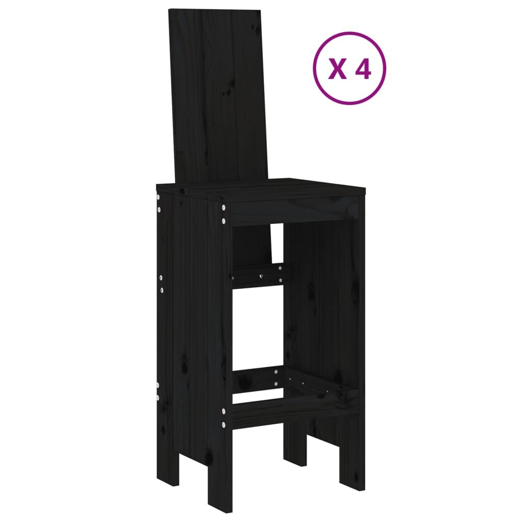 5 Piece Garden Bar Set Black Solid Wood Pine Price