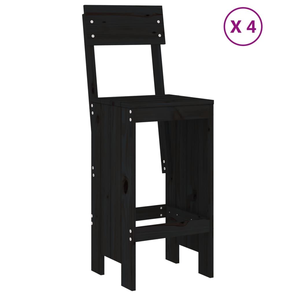 5 Piece Garden Bar Set Black Solid Wood Pine Price