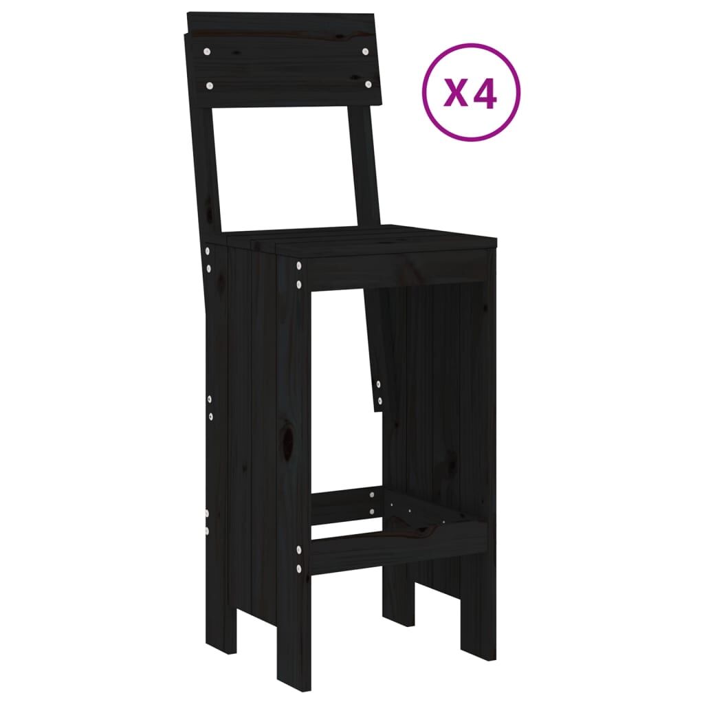 5 Piece Garden Bar Set Black Solid Wood Pine Price