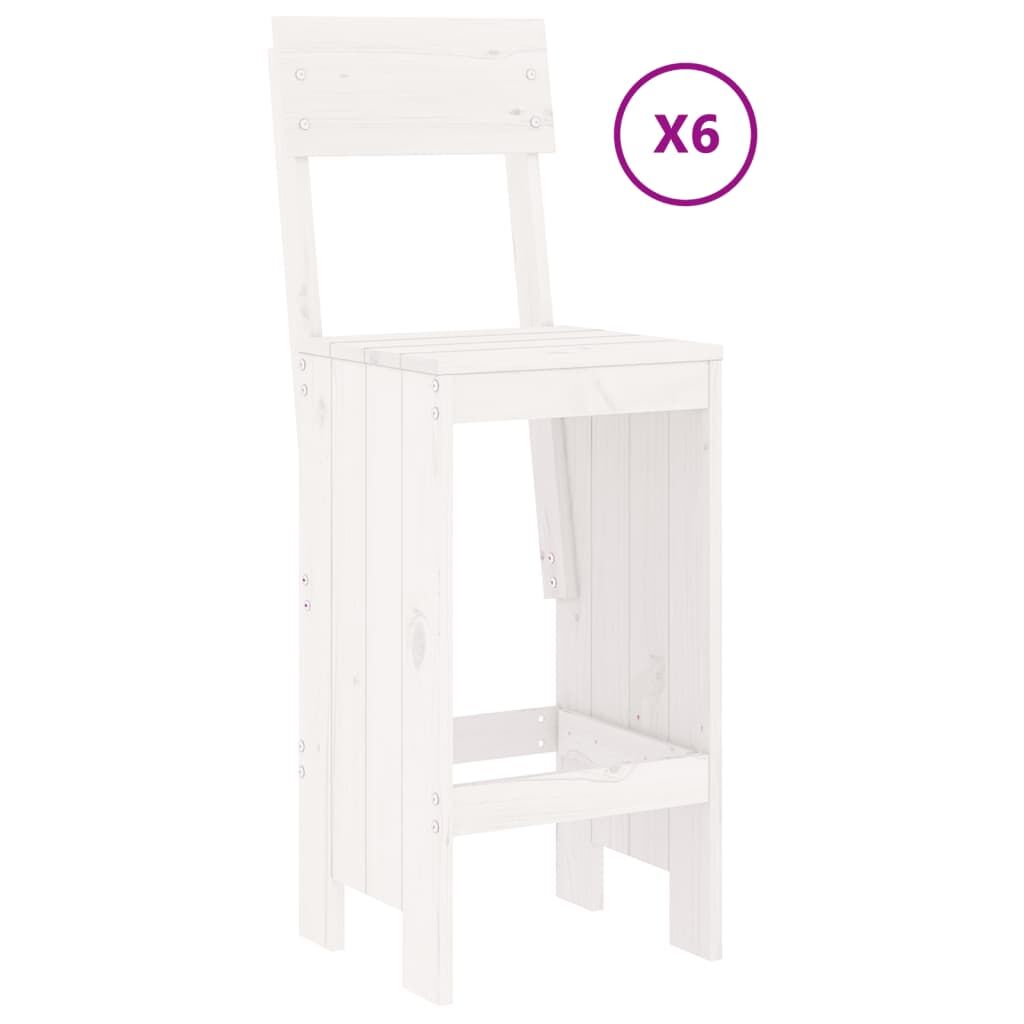 7 Piece Garden Bar Set White Solid Wood Pine Price