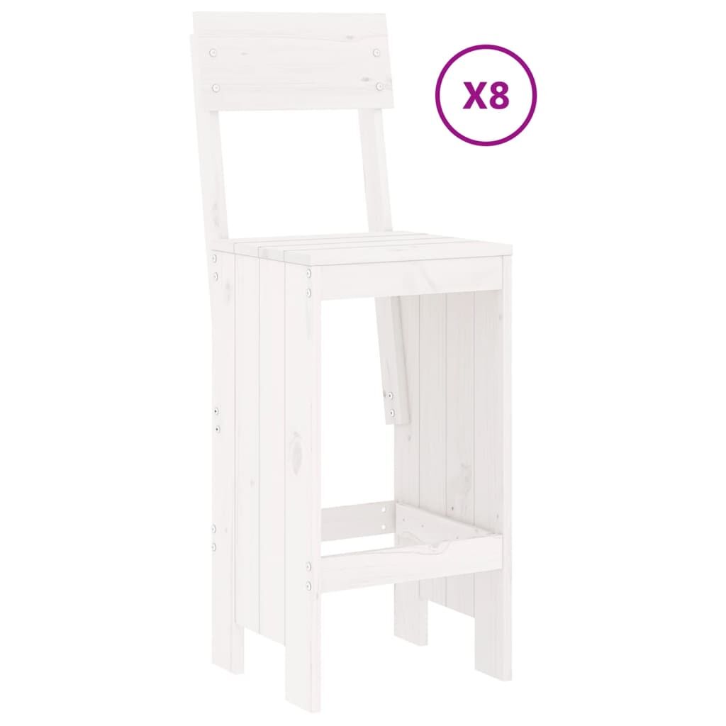 9 Piece Garden Bar Set White Solid Wood Pine Price