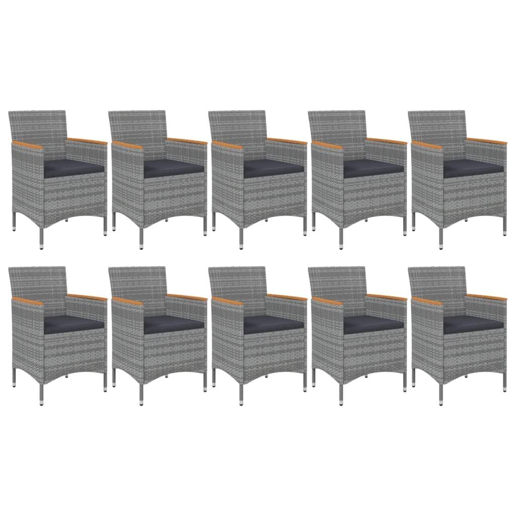 11 Piece Garden Dining Set Grey Poly Rattan Price