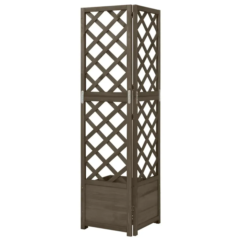 Corner Trellis Planter Grey 40x40x150 cm Solid Fir Wood Price