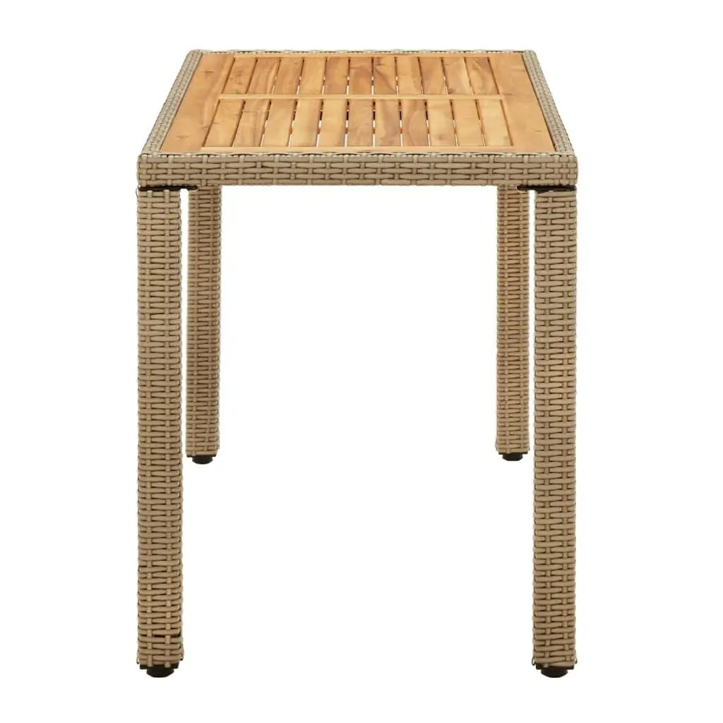 Garden Table Beige 123x60x74 cm Poly Rattan&Solid Wood Acacia Price