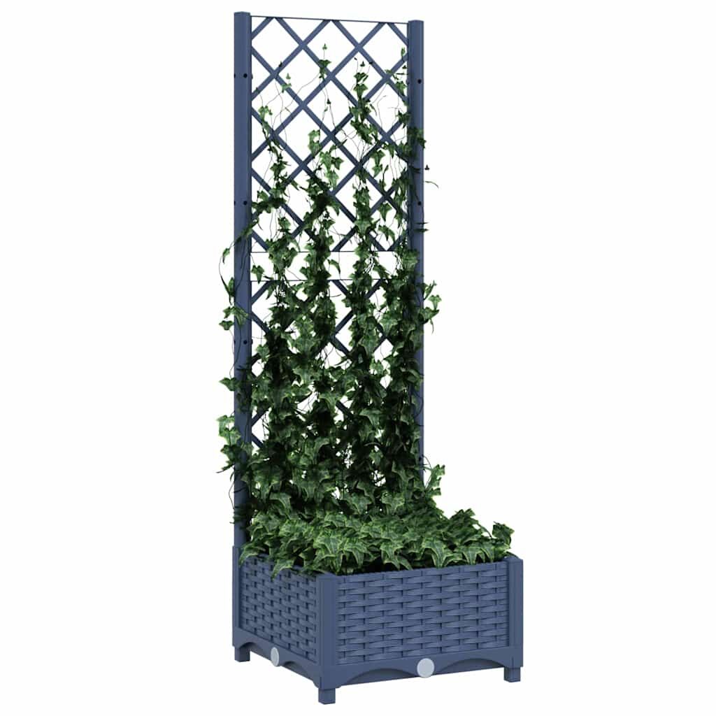Garden Planter with Trellis Blue Grey 40x40x121.5 cm PP Price