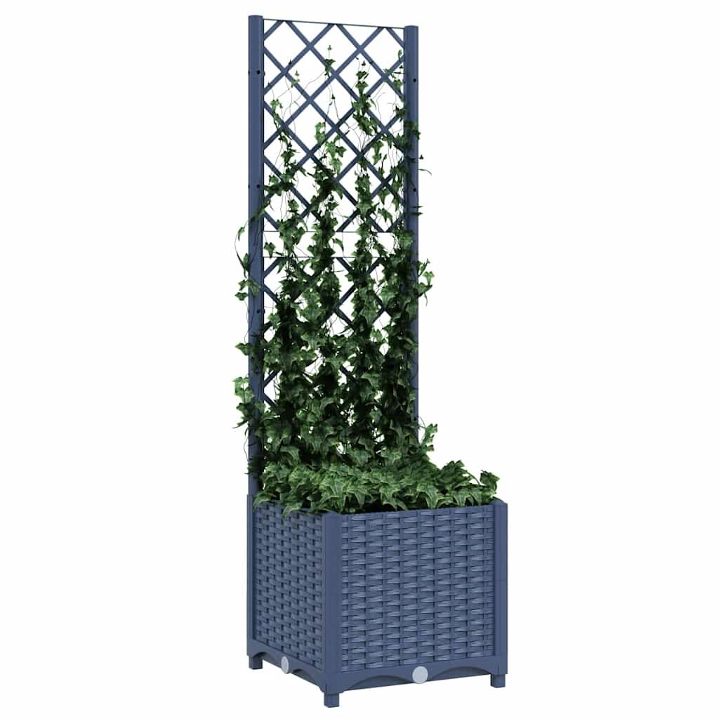 Garden Planter with Trellis Blue Grey 40x40x136 cm PP Price