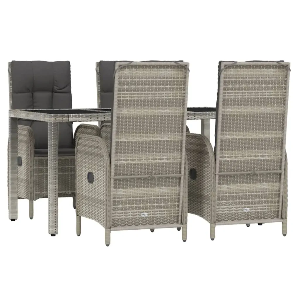 5 Piece Garden Dining Set with Cushions Grey Poly Rattan Price