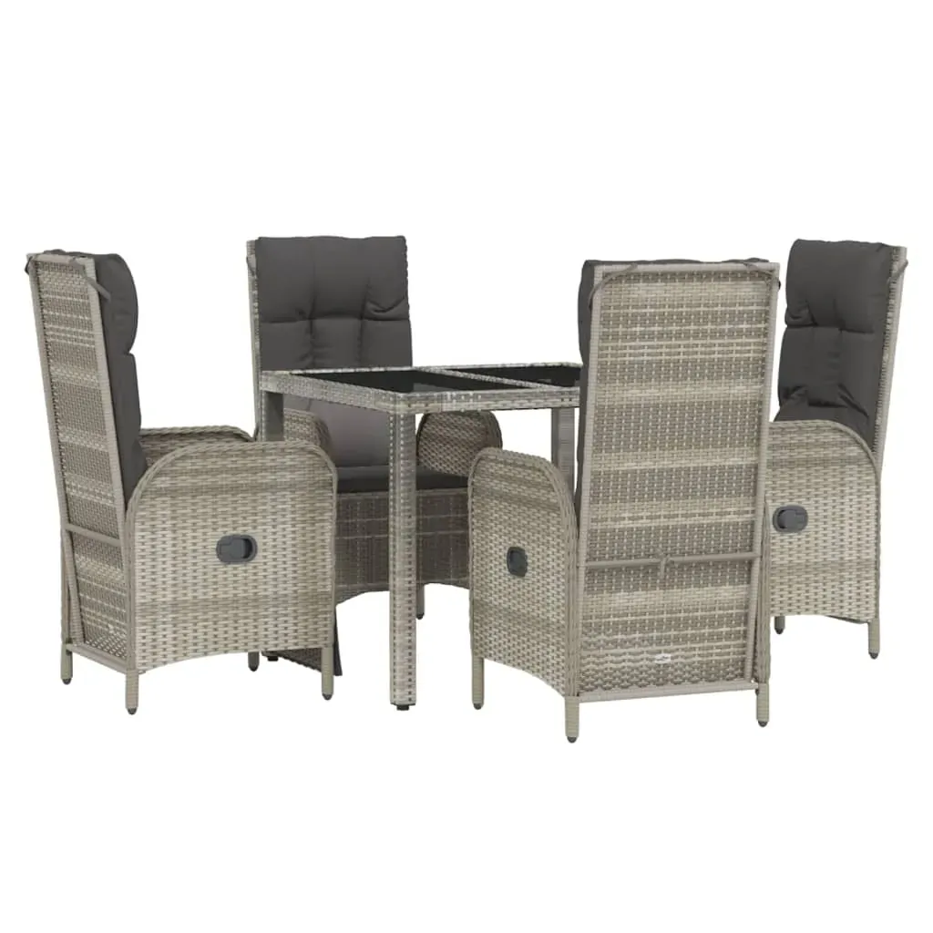 5 Piece Garden Dining Set with Cushions Grey Poly Rattan Price