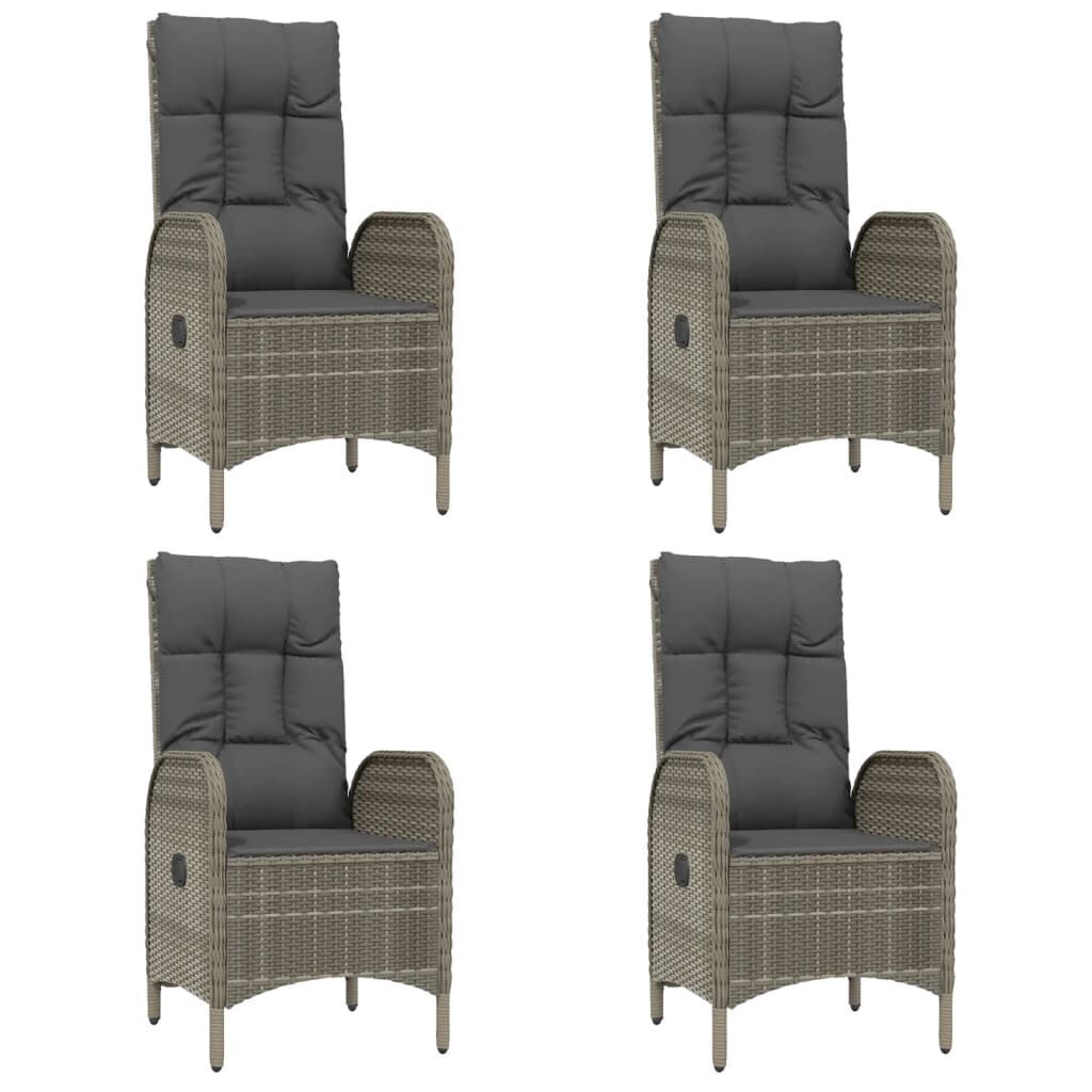 7 Piece Garden Dining Set with Cushions Grey Poly Rattan Price