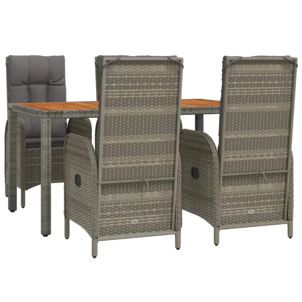 5 Piece Garden Dining Set with Cushions Grey Poly Rattan Price