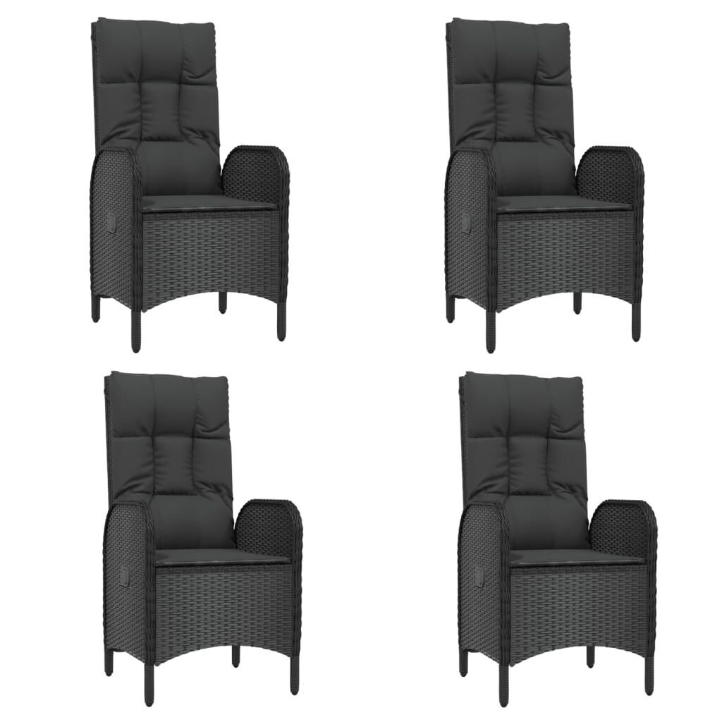 5 Piece Garden Dining Set with Cushions Black Poly Rattan Price