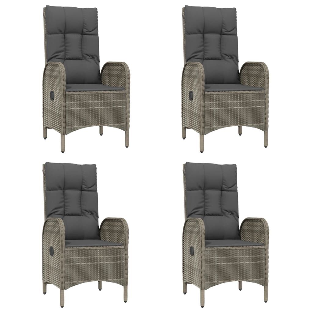 5 Piece Garden Dining Set with Cushions Black and Grey Poly Rattan Price